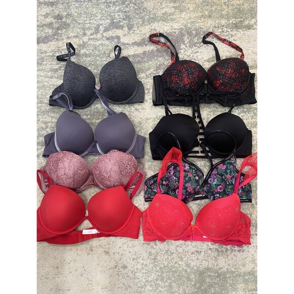 Victoria Secret Push Up Full Coverage Bra 38B Lot Of 8 (1 Vs Pink) Lace Floral - Picture 1 of 9